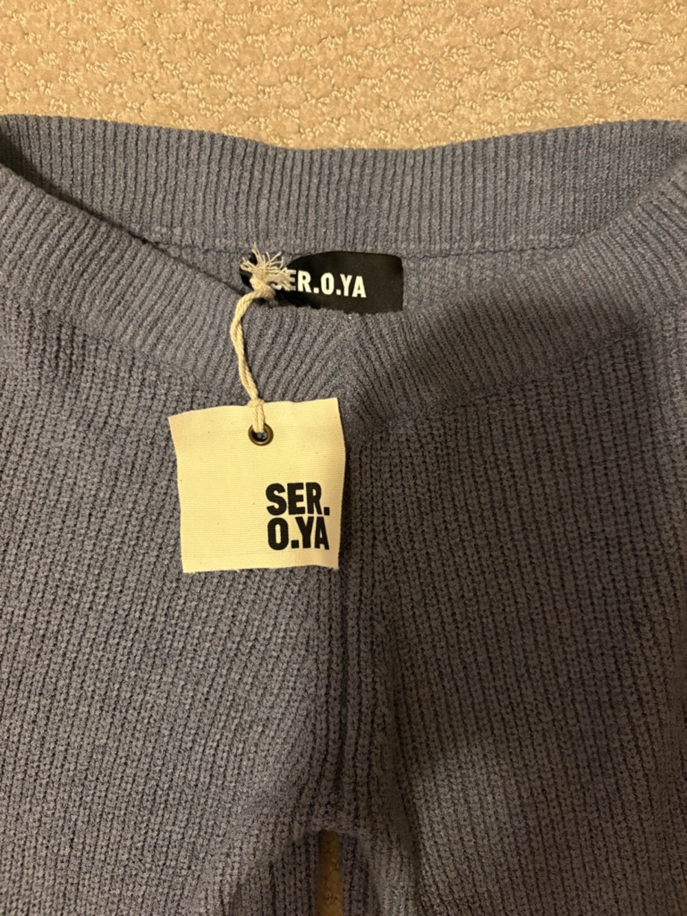 SER.O.YA London Knit Flare Pants Gray Ribbed Bell Bottoms NWT XS - Picture 4 of 6
